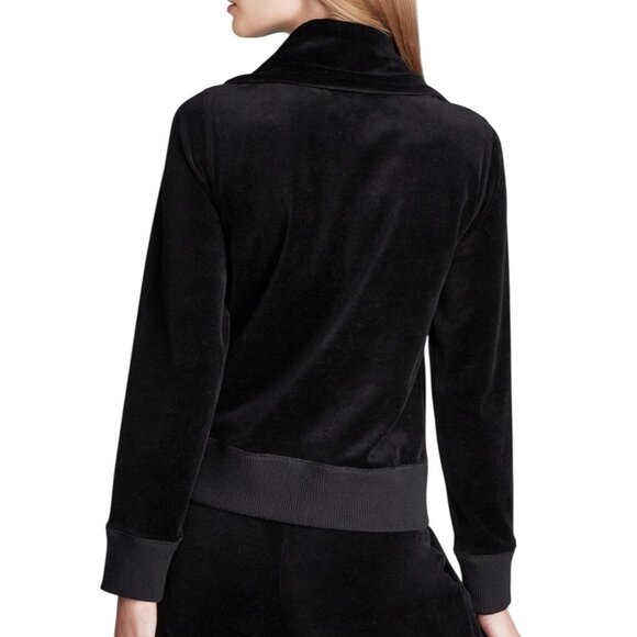 Michael Kors Zip Front Velour Jacket Black Sz Medium Long Sleeve Sportswear - Picture 4 of 11